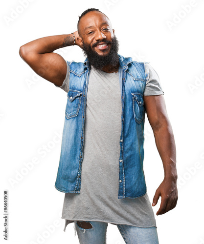 relaxed black man on white