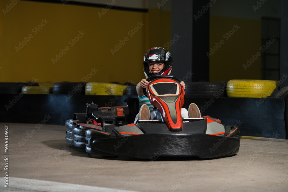 Rushing Kart And Safety Barriers Karting Race