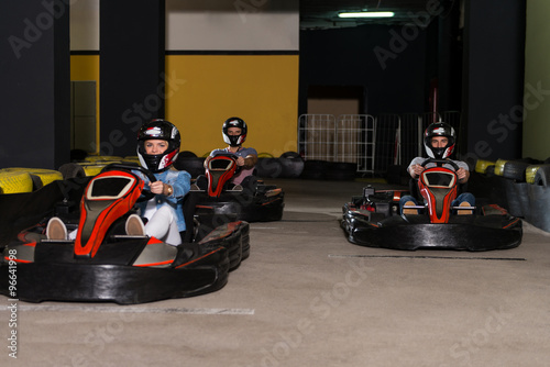 People Is Driving Go-Kart With Speed In Karting