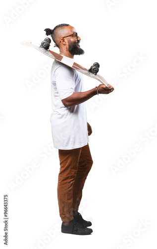 Schilderij op canvas black man with a skateboard