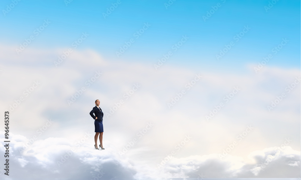 Successful businesswoman on cloud