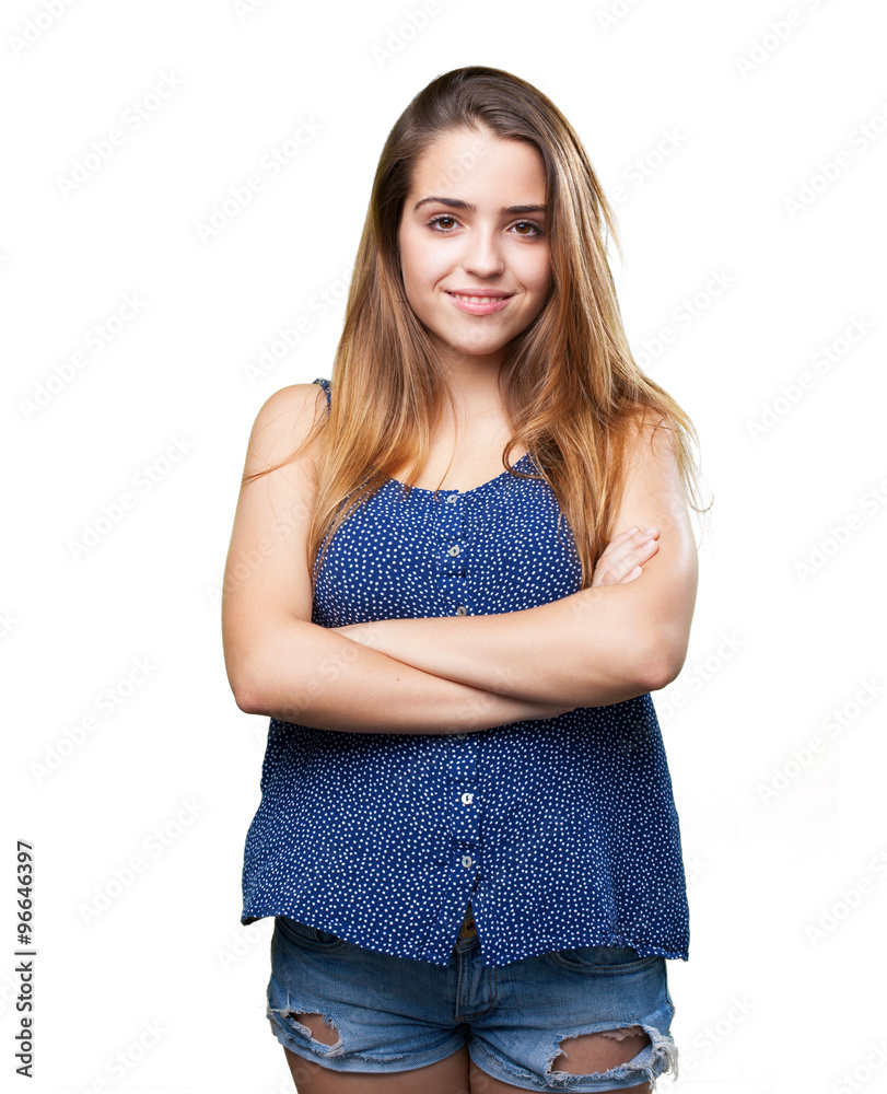 young woman smiling over white background young woman smiling over white background