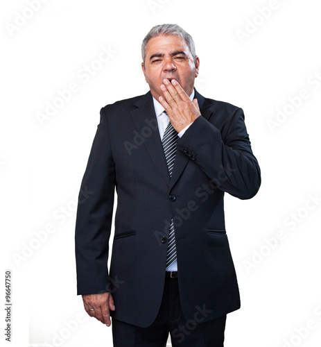 business man doing a tired gesture