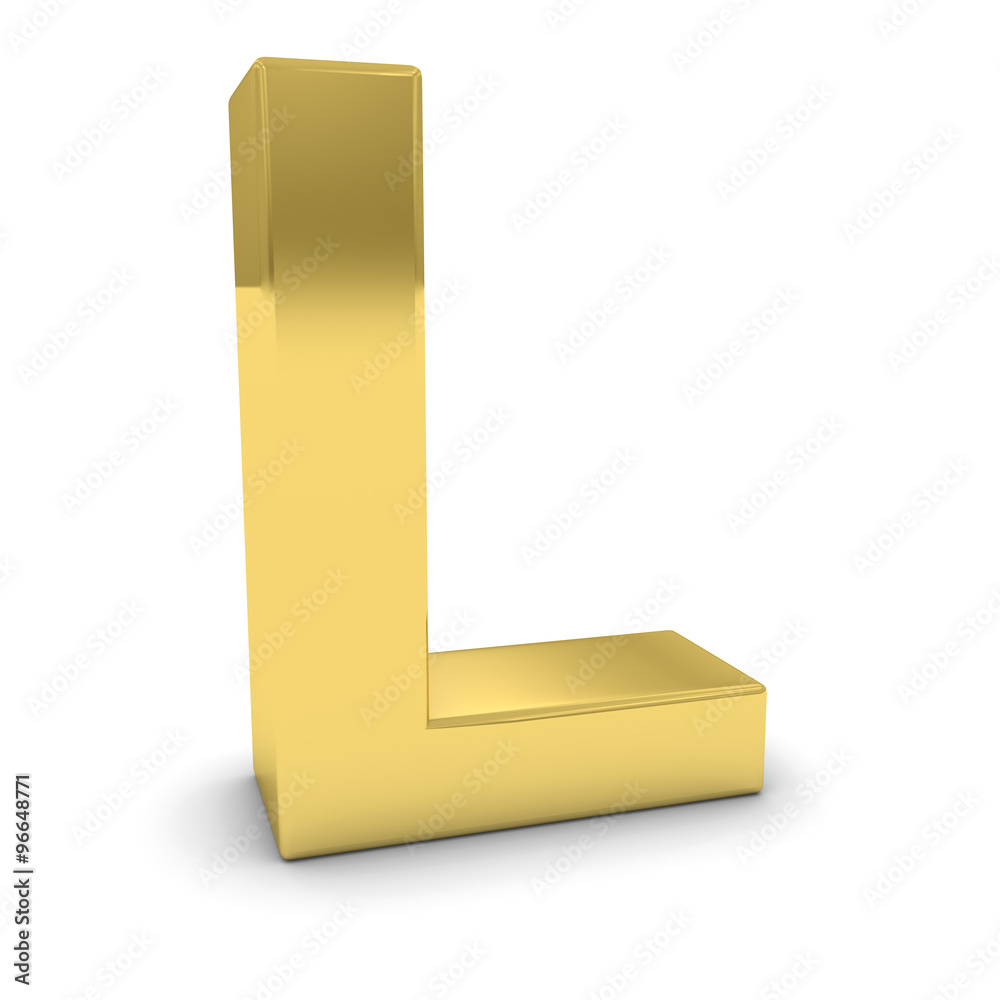 Gold 3D Uppercase Letter L Isolated on white with shadows Stock ...