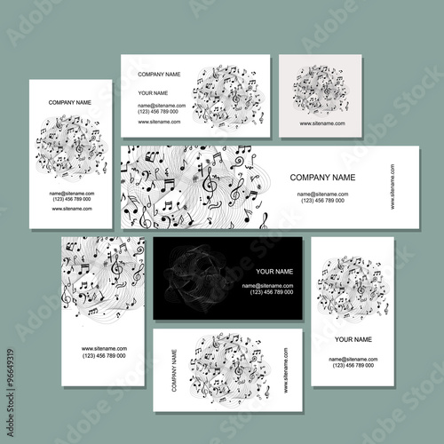 Business cards collection with music design