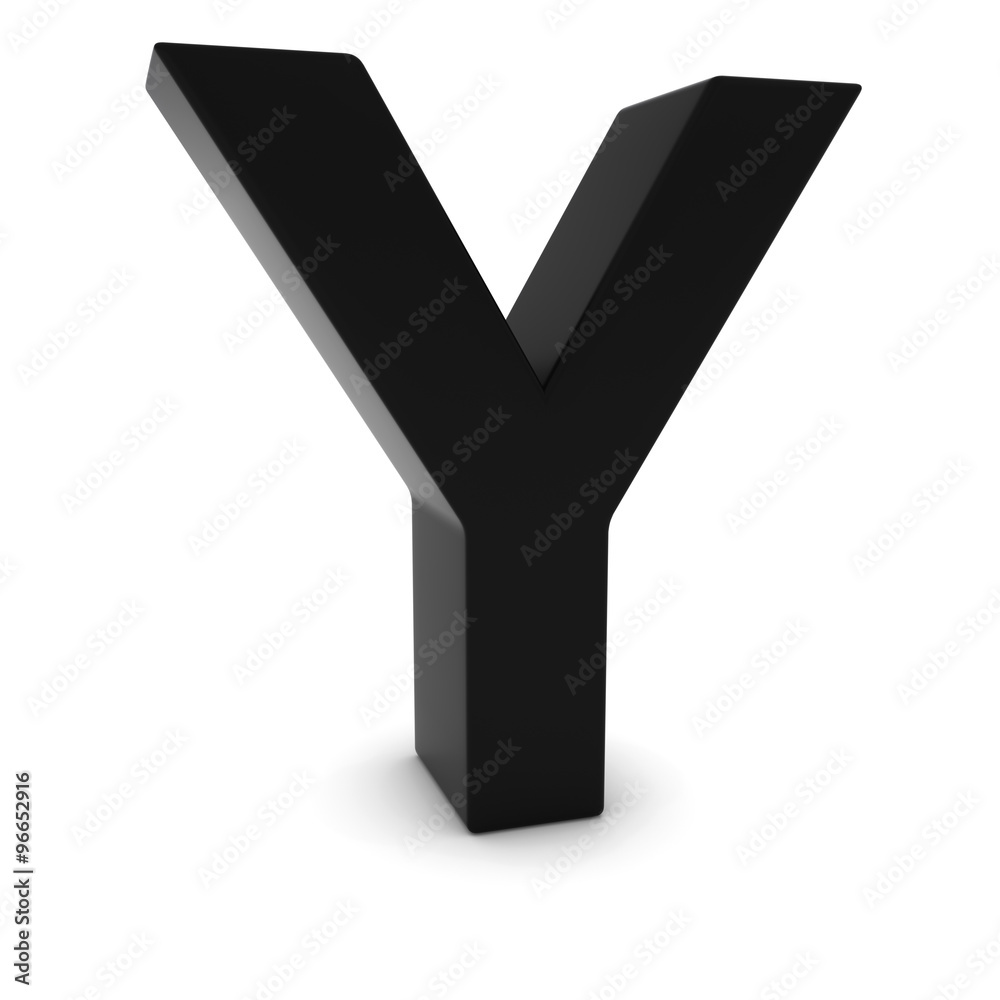Black 3D Uppercase Letter Y Isolated on white with shadows Black 3D Uppercase Letter Y Isolated on white with shadows