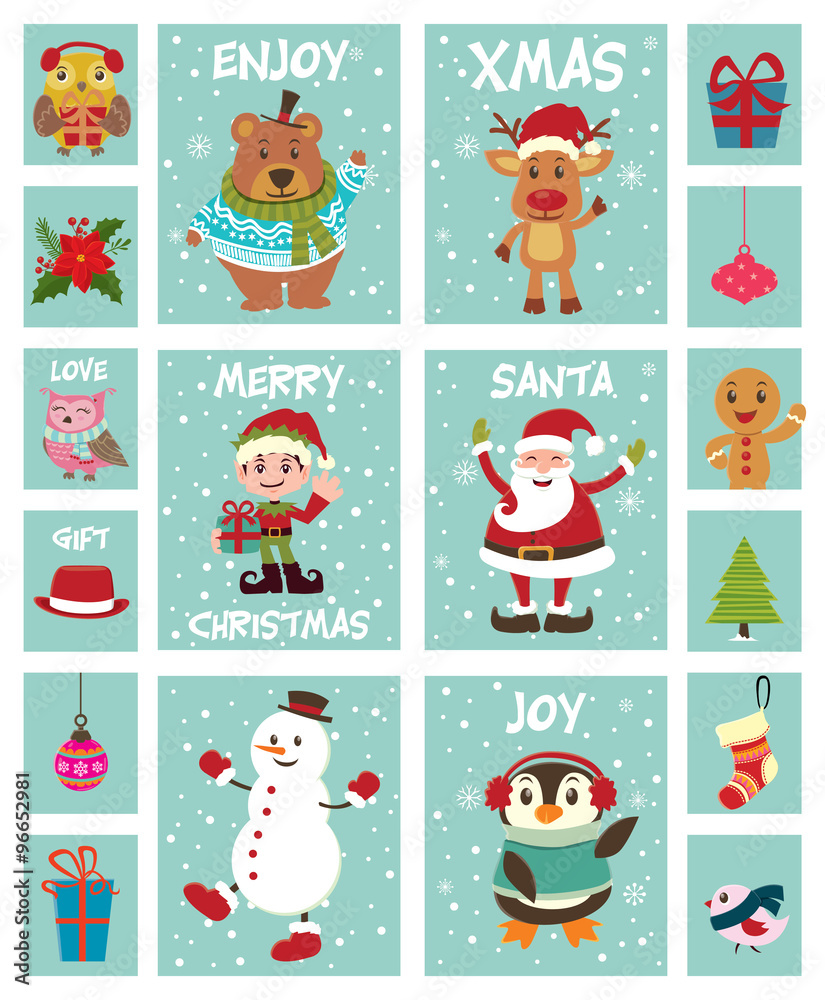 Fototapeta premium Vintage Christmas poster design set