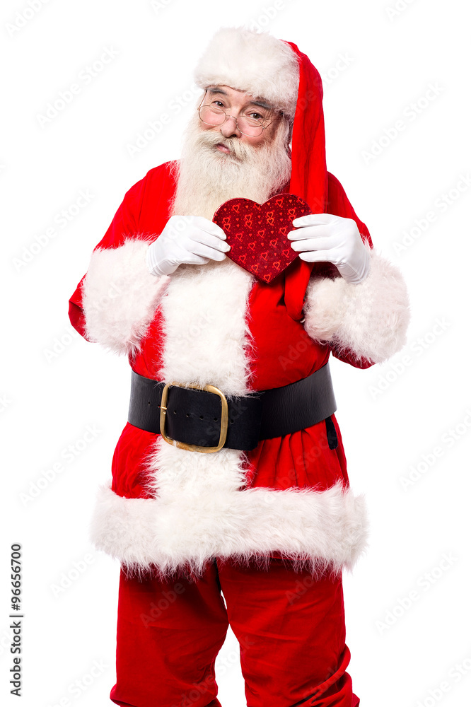 Father santa showing a heart Father santa showing a heart