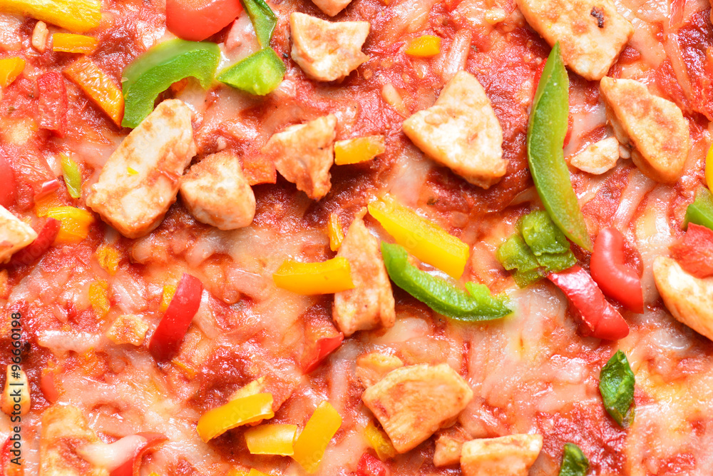 Close up image of a tasty bbq pizza Close up image of a tasty bbq pizza