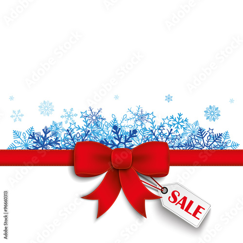 Red Ribbon Christmas Sale Shopmark Snowflakes photo