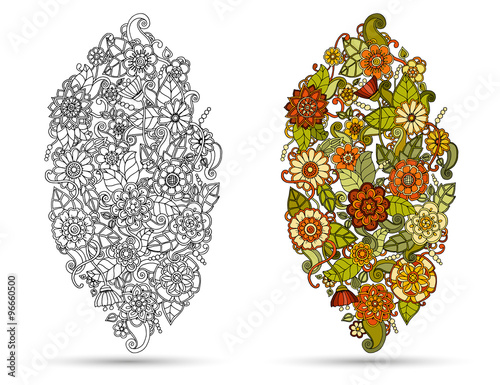 Henna paisley mehndi doodles tribal design element. 