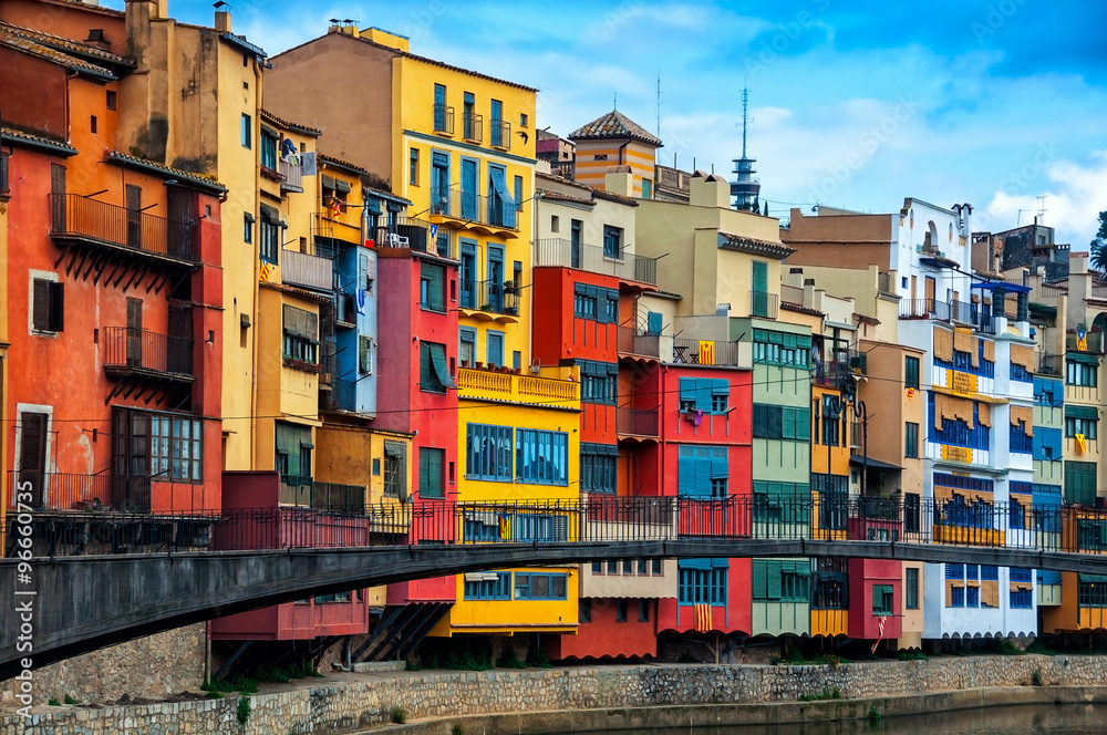 Colorful houses of Girona in Catalonia
