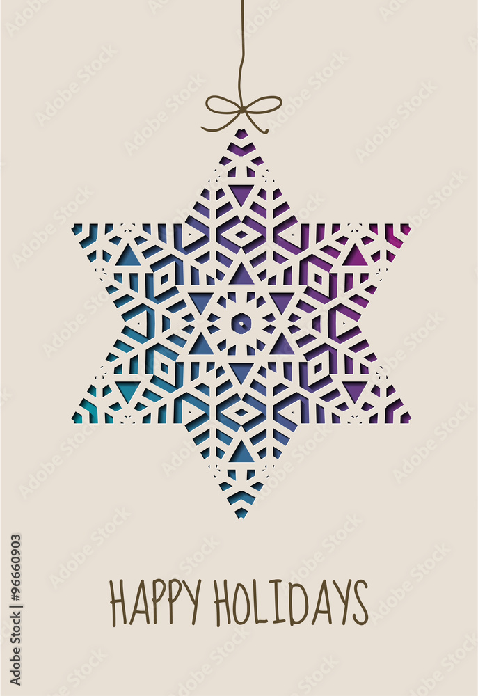 Happy holidays card with ornamental star, eps10 vector