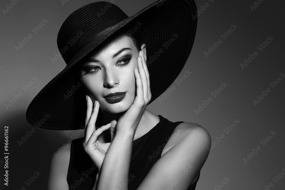 Black and white portrait of elegant woman Black and white portrait of elegant woman