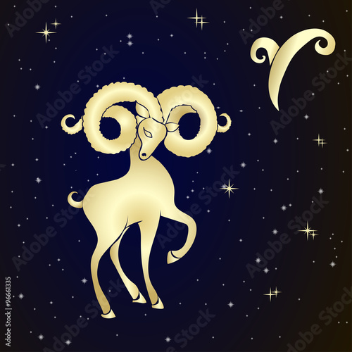Zodiac Aries is the starry sky