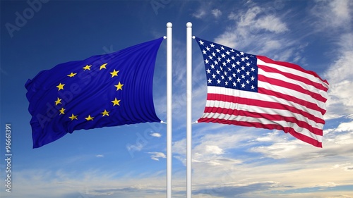 European and American flags photo