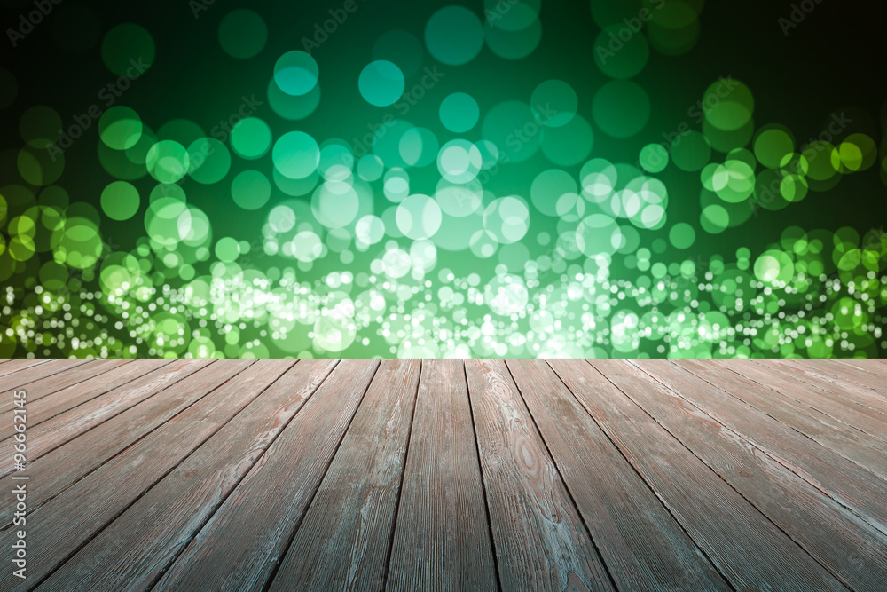 Perspective wood and bokeh light background Perspective wood and bokeh light background