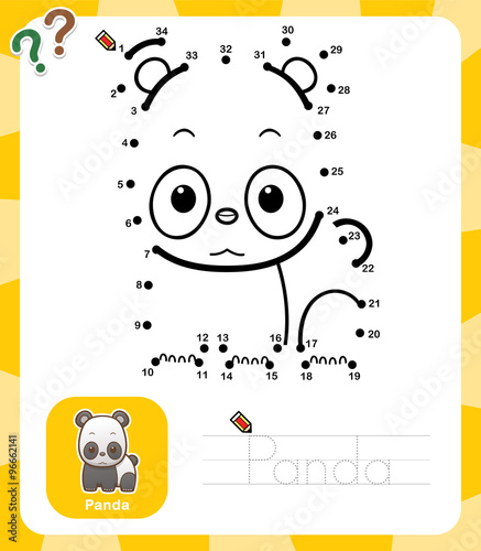 Fototapeta Naklejka Na Ścianę i Meble -  Vector Illustration of Education dot to dot game - Panda