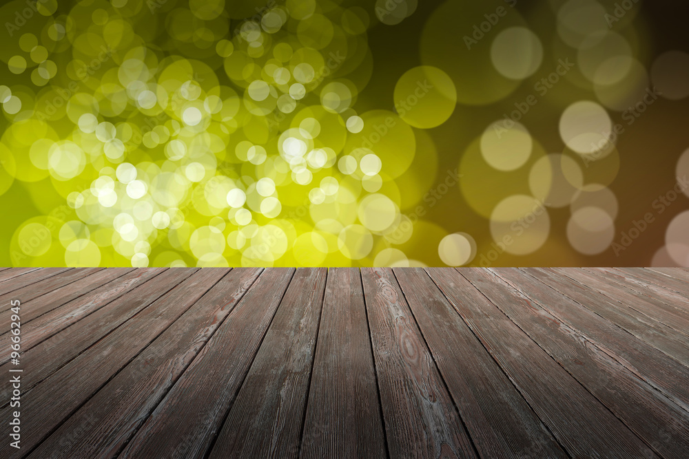 Perspective wood and bokeh light background Perspective wood and bokeh light background