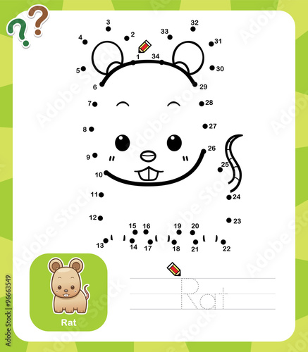 Vector Illustration of Education dot to dot game - Rat photo