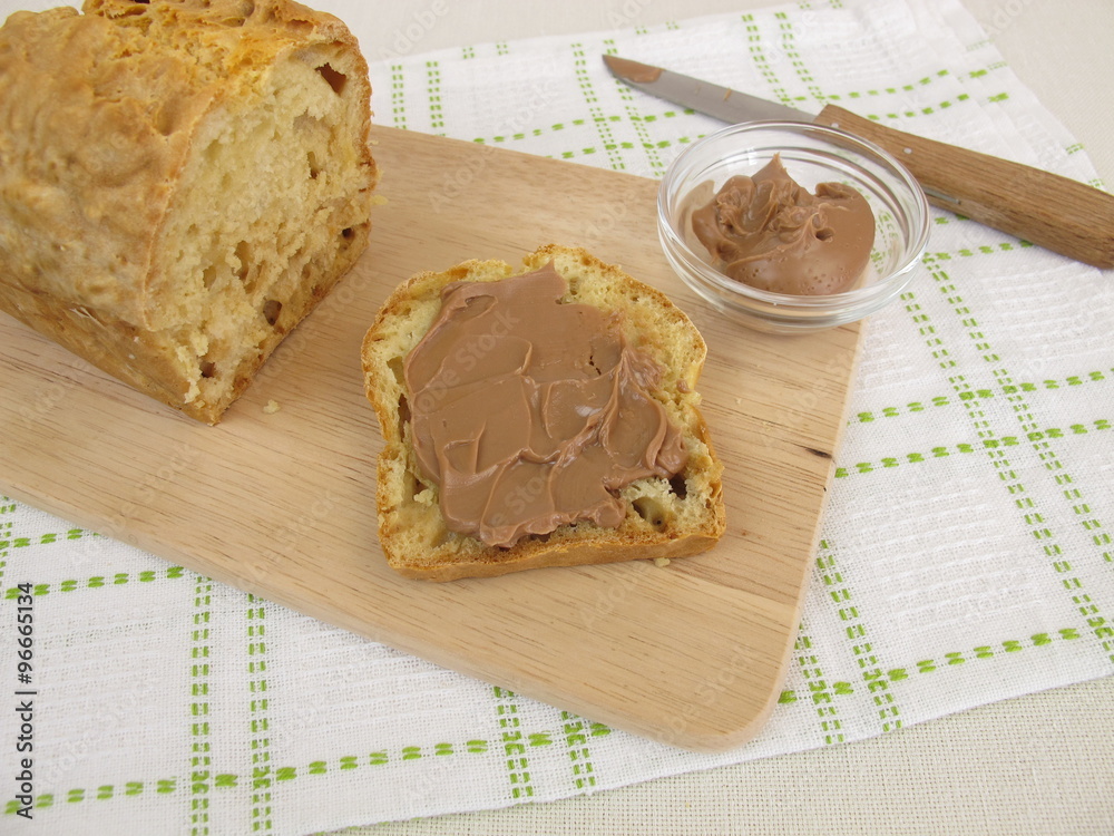 Frühstück mit Sodabrot und Schoko-Nuss-Creme Stock Photo | Adobe Stock