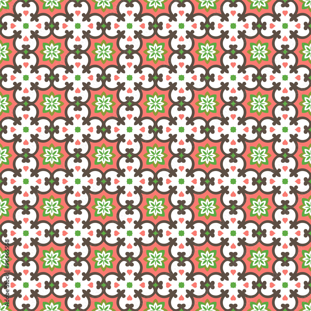 Seamless background image of vintage flower kaleidoscope geometry shape pattern.
