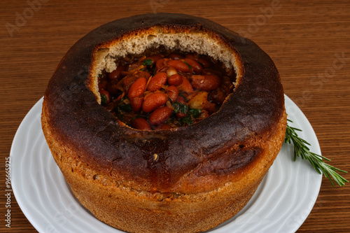 Bean soup in bread