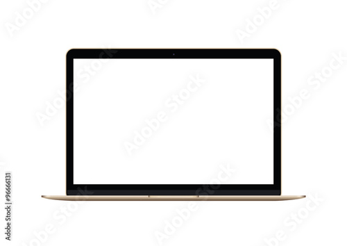 Laptops with blank screen isolated on white background