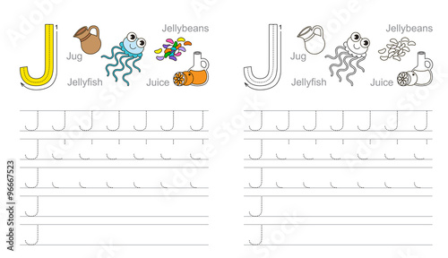 Tracing worksheet for letter J