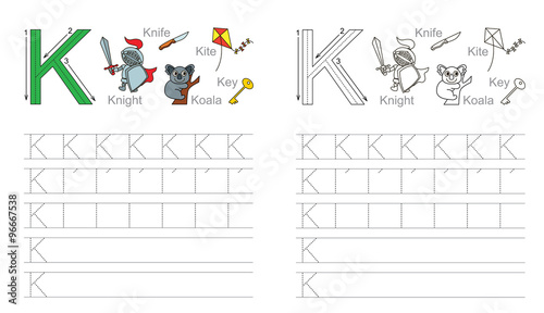Tracing worksheet for letter K