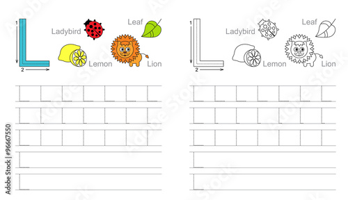 Tracing worksheet for letter L
