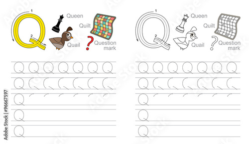 Tracing worksheet for letter Q