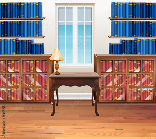 Study room with bookshelves and table