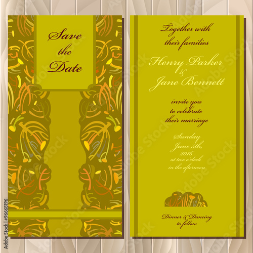 Autumn tansy wedding invitation card. Printable Vector illustration