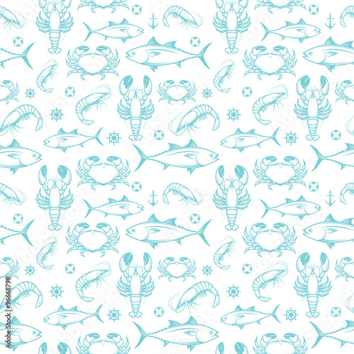 Seafood seamless pattern