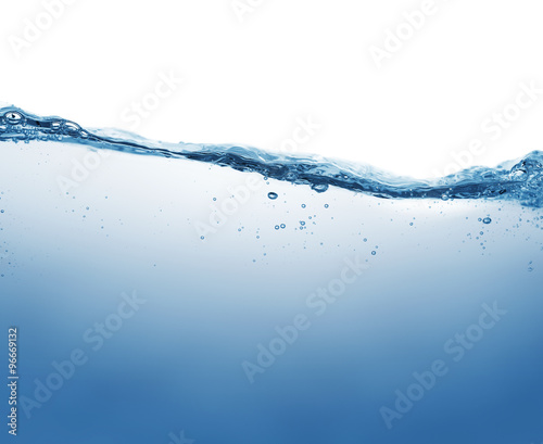 Close up of water surface isolated on white background with copy