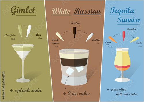 Cocktail Recipes, Vector
