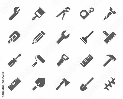 Tools, icons, monochrome. 