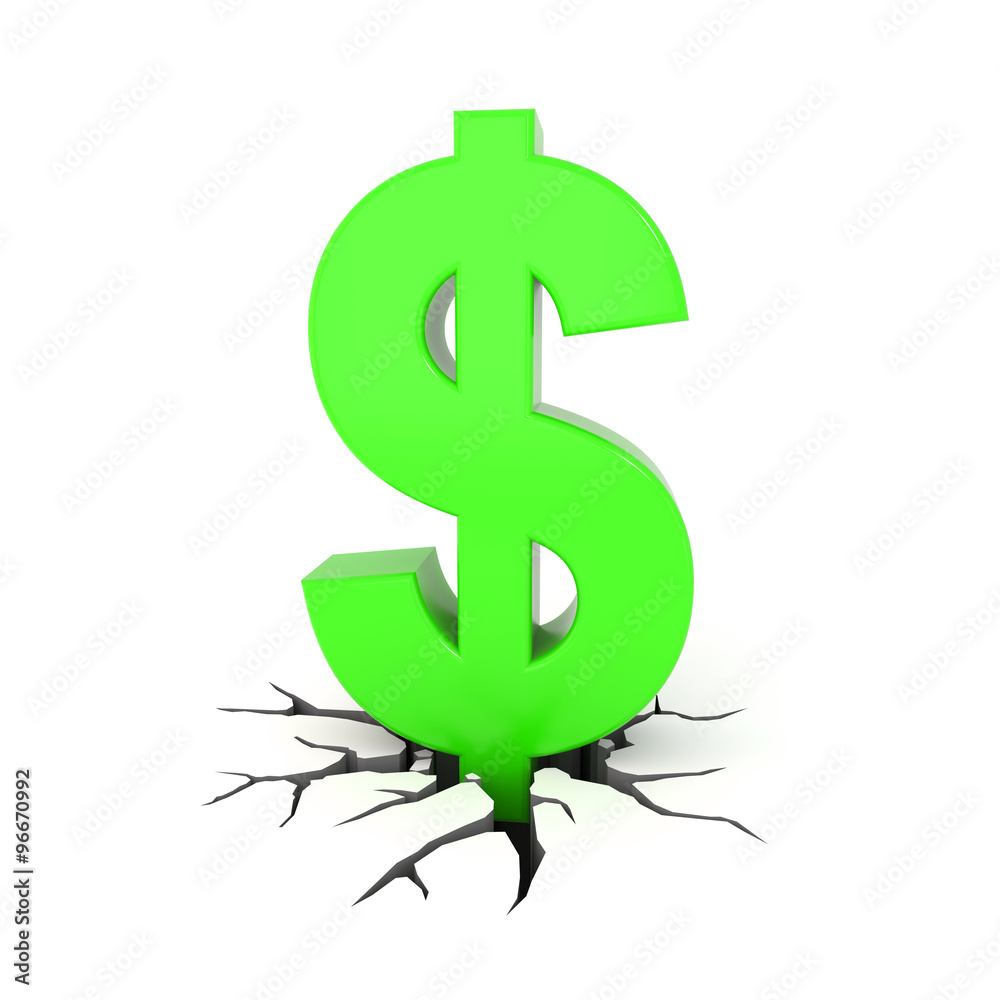 Dollar symbol breaking the ground Dollar symbol breaking the ground