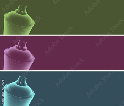 spraycan graffiti halftone banner in blue purple green