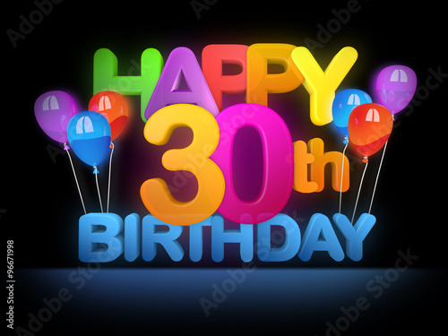 Sticker Happy 30th Birthday Title dark
