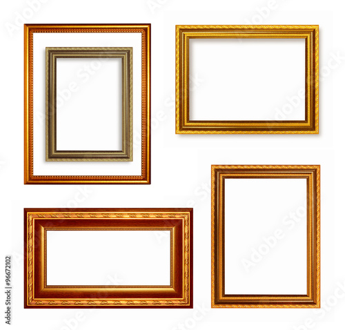 Set of dark golden vintage frame isolated on white background
