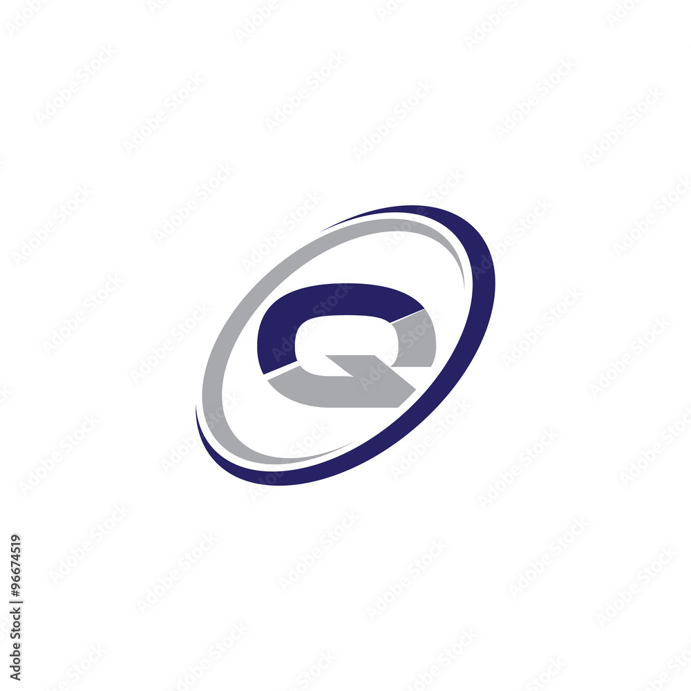 Single Initial Modern Logo Circle Q