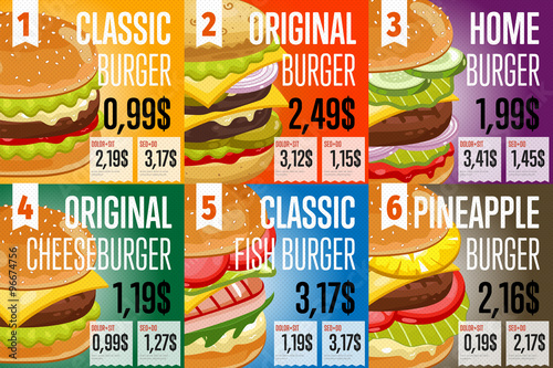 Fast food menu template.