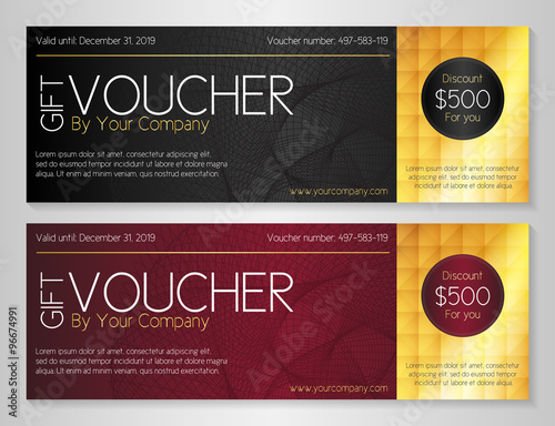 Simple modern voucher with watermark and golden decoration