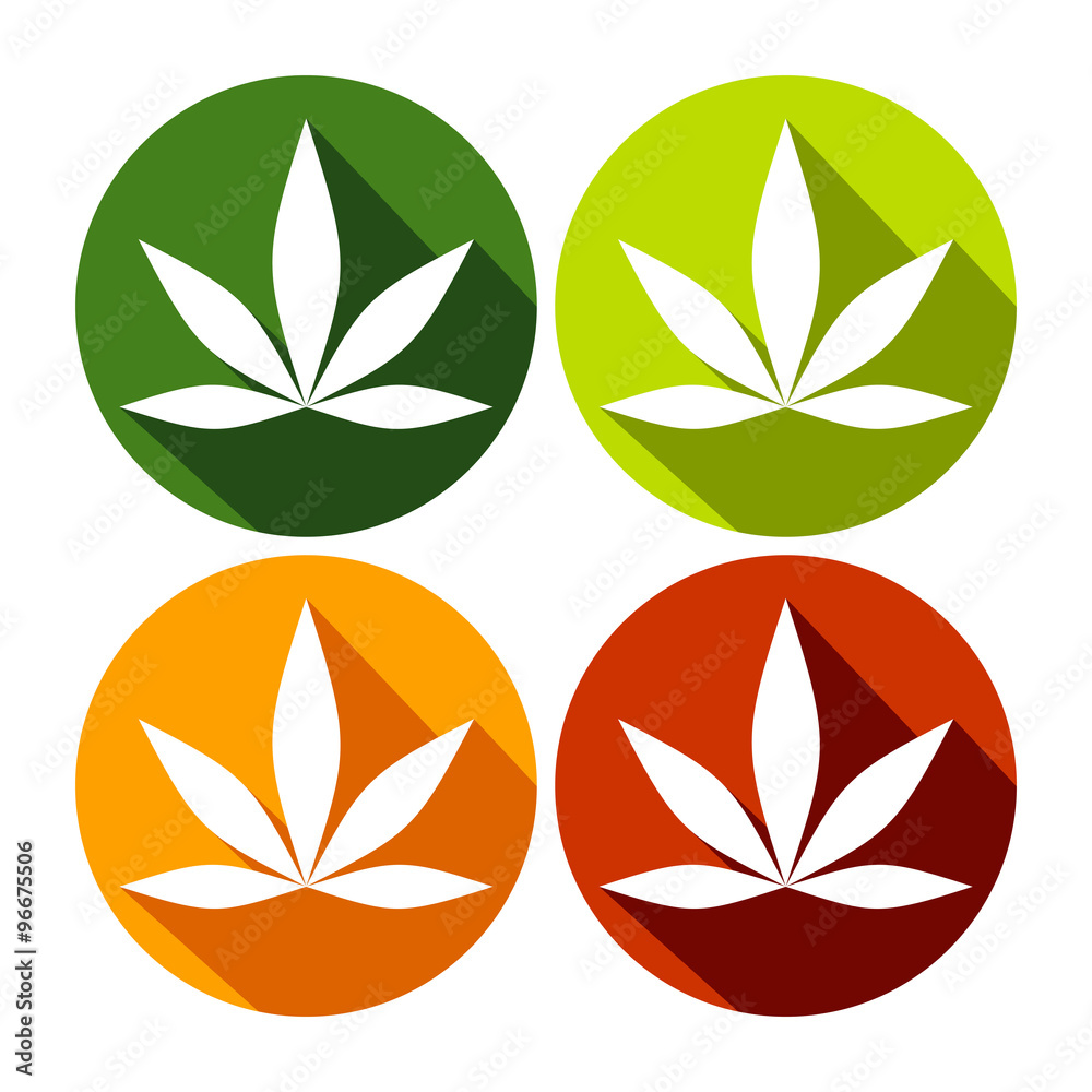 Simple Cannabis Leaf Circle Flat Icons