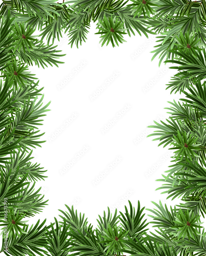 Frame of fir branches for Christmas card. Greeting card template Frame of fir branches for Christmas card. Greeting card template