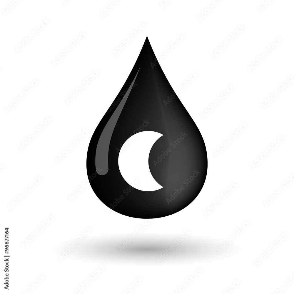 Vector oil drop icon with a moon Vector oil drop icon with a moon