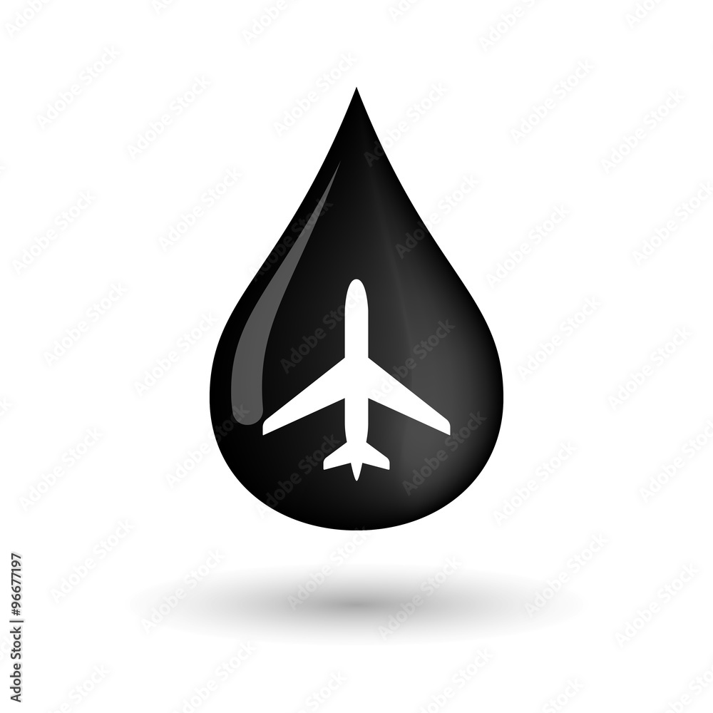 Vector oil drop icon with a plane Vector oil drop icon with a plane