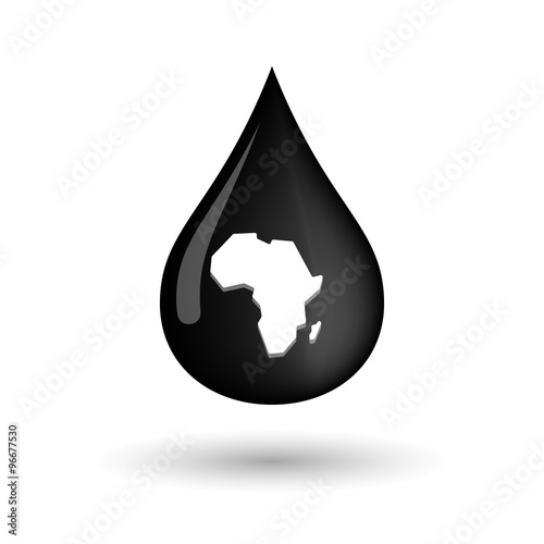Vector oil drop icon with  a map of the african continent